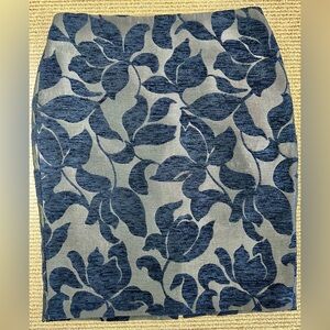 Ann Taylor Factory Blue Floral Jacquard Pencil Skirt